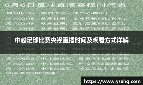 中越足球比赛央视直播时间及观看方式详解